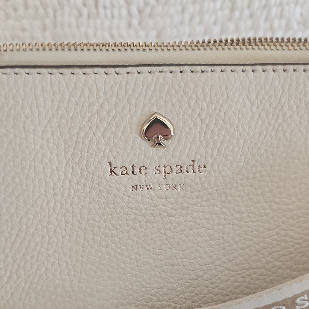 kate spade Cream Pebbled Leather Crossbody with Logo Strap - Picture 9 of 12